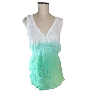 Fashion Bug Mint and White Ombre 100% Cotton Gauze Sleeveless Top Sz 22/24 NWT